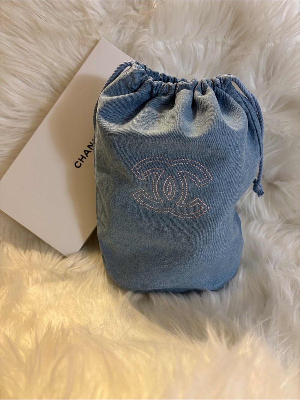 CC Blue Denim Drawstring Pouch